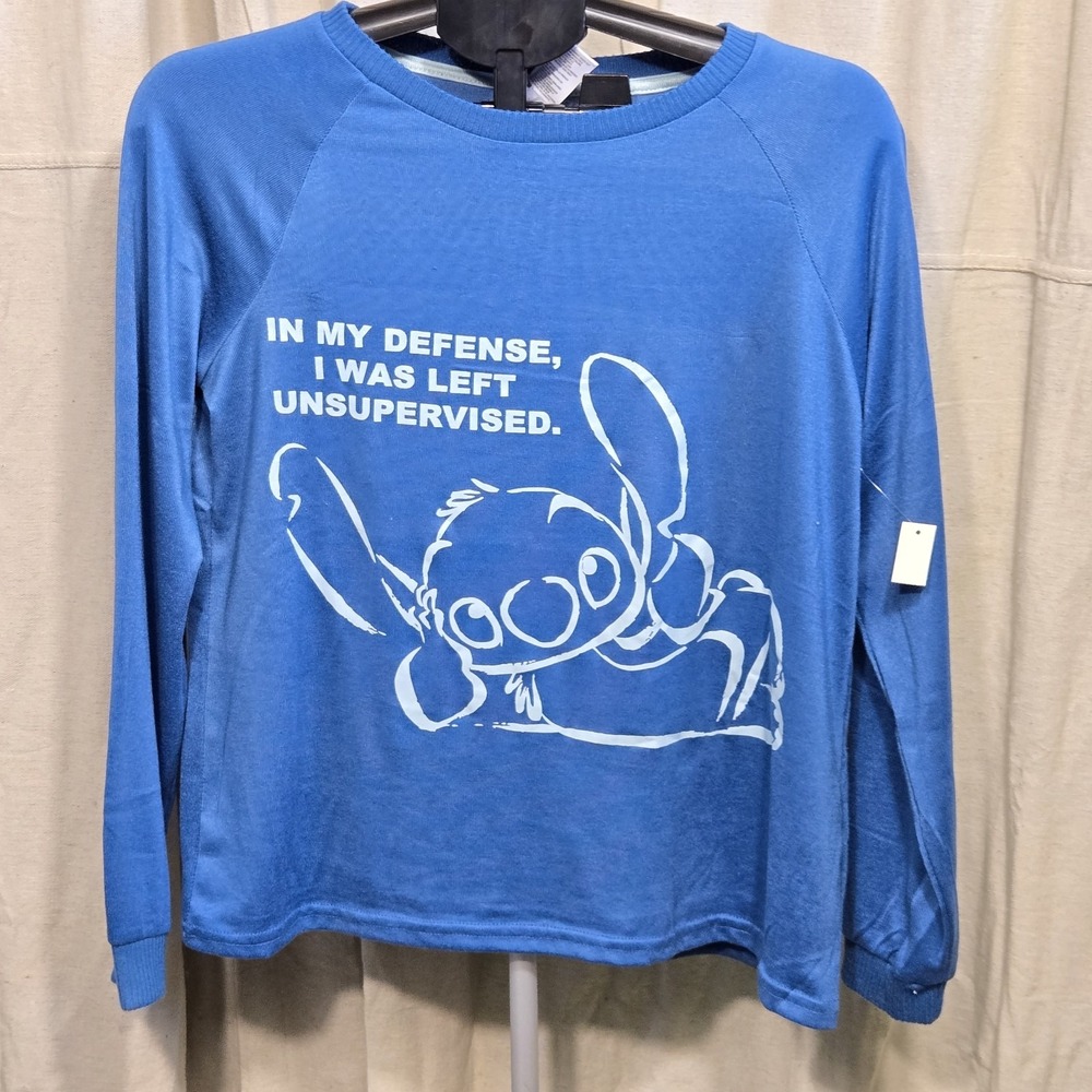 Disney Lilo & Stitch Pajama Set Indigo Blue Womens Small 4-6 LZ42920SB NWT - Picture 1 of 8